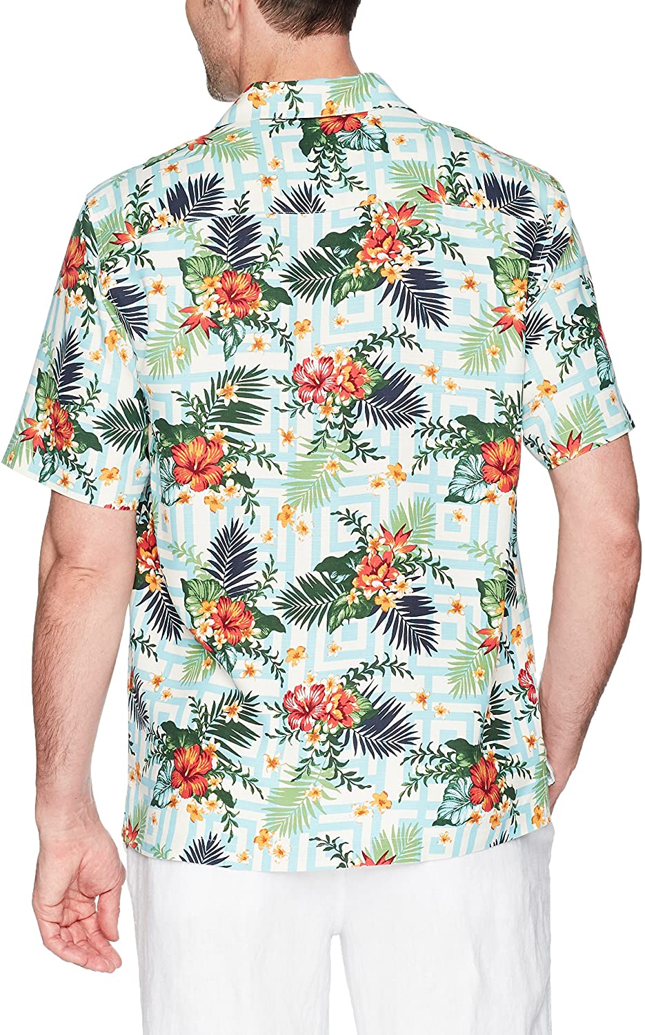 28 Palms Men's Relaxed-Fit Short-Sleeve 100% Silk Printed Camp Shirt