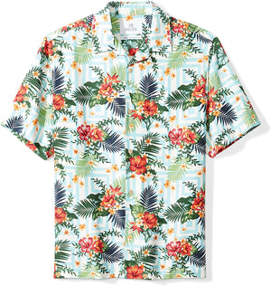 28 Palms Men's Relaxed-Fit Short-Sleeve 100% Silk Printed Camp Shirt